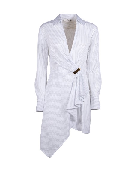 Shop ELISABETTA FRANCHI  Abito: Elisabetta Franchi shirt dress in popeline con dettaglio gioiello.
Dettaglio in metallo dorato con logo.
Bottoni sui polsi.
Zip invisibile sul fianco.
Vestibilità Slim.
Composizione: 100%Cotone.
Made in Italy.. AB72551E2-DL6